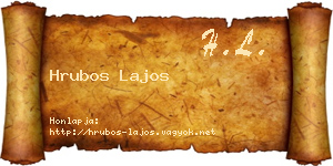 Hrubos Lajos névjegykártya